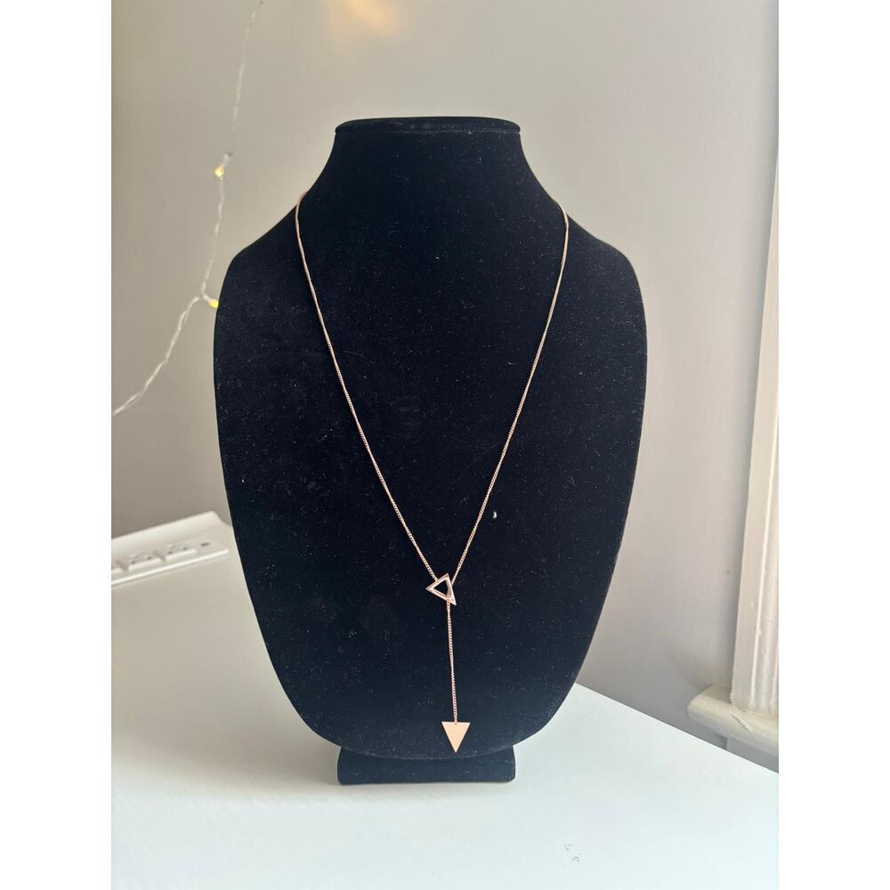 Gold Geometric Necklace Triangle Arrow Pendant Minimal Drop Necklace - Picture 2 of 7